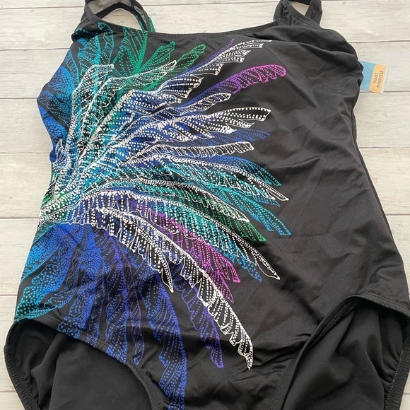 Swim Solutions Women's Firework Print One-Piece Swimsuit (Black Multi, 14) boho - Picture 12 of 12